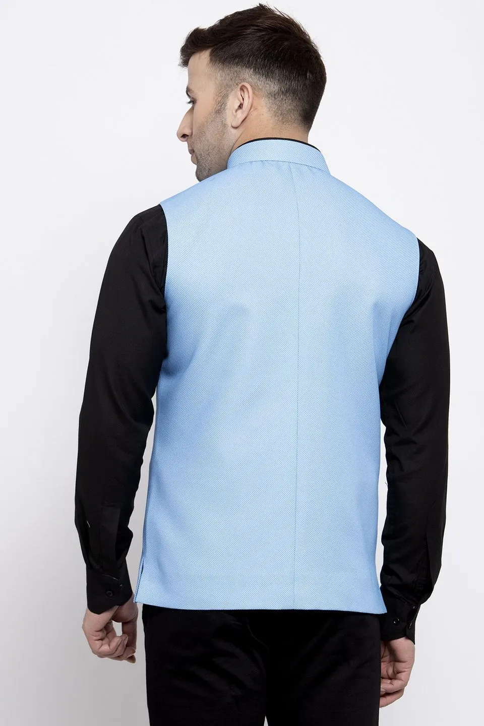 Polyester Cotton Blue Modi Nehru Jacket