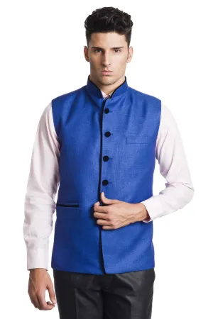 Polyester Cotton Blue Modi Nehru Jacket
