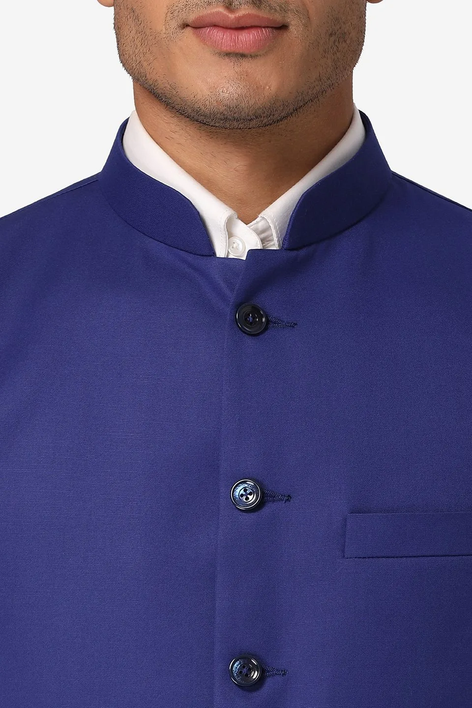 Polyester Cotton Blue Modi Nehru Jacket