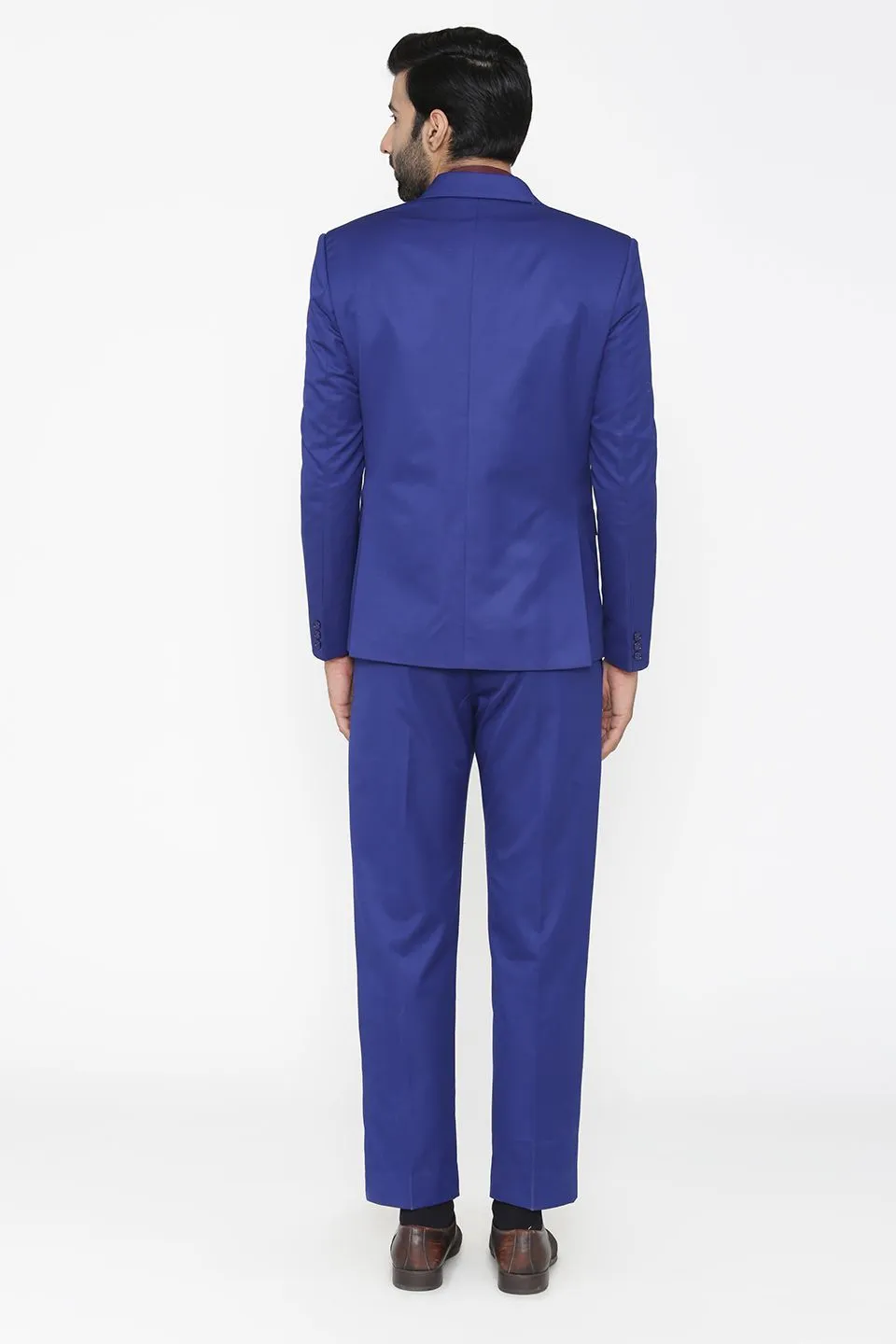 Polyester Cotton Blue Three Piece Suit