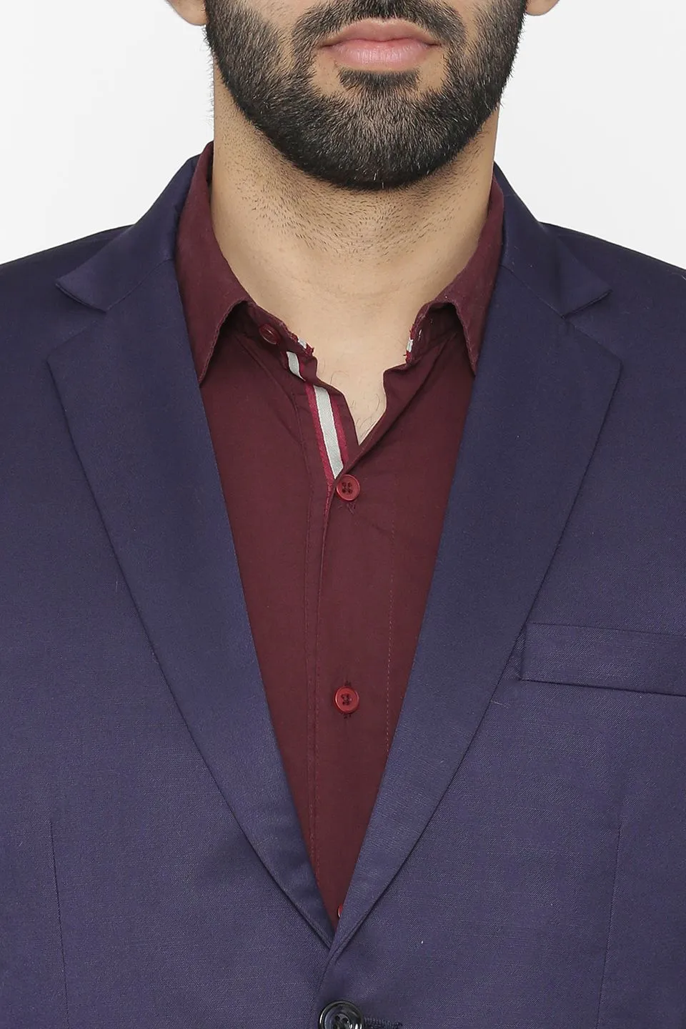 Polyester Cotton Blue Two Piece Suit