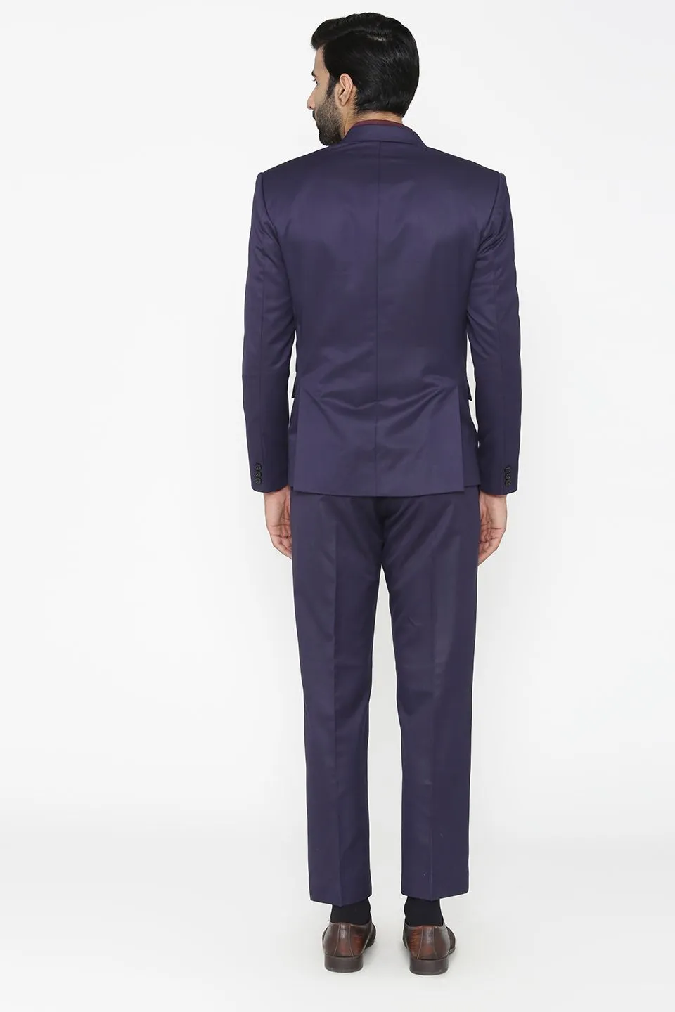 Polyester Cotton Blue Two Piece Suit