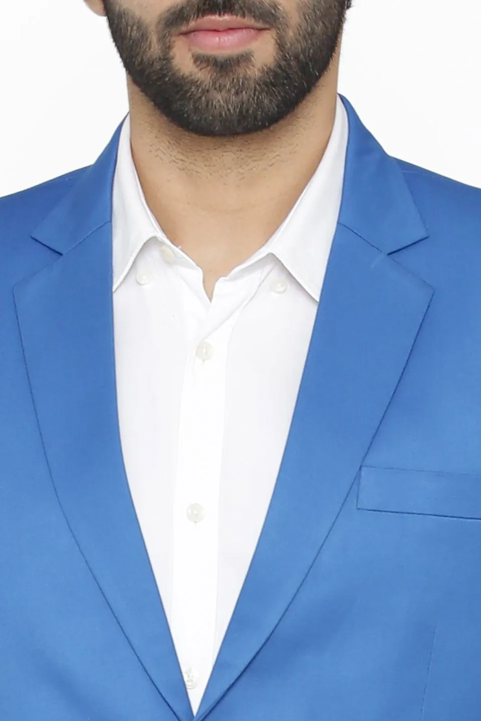 Polyester Cotton Blue Two Piece Suit