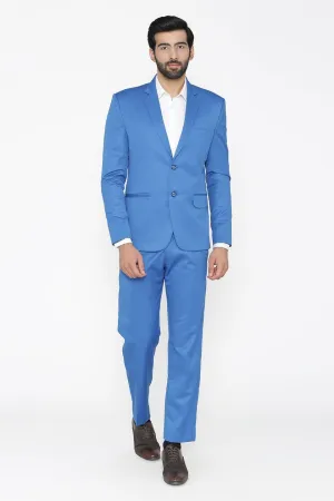 Polyester Cotton Blue Two Piece Suit