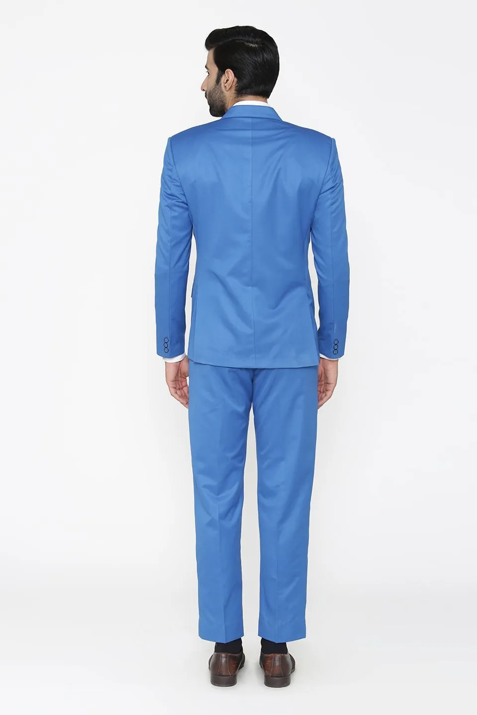 Polyester Cotton Blue Two Piece Suit