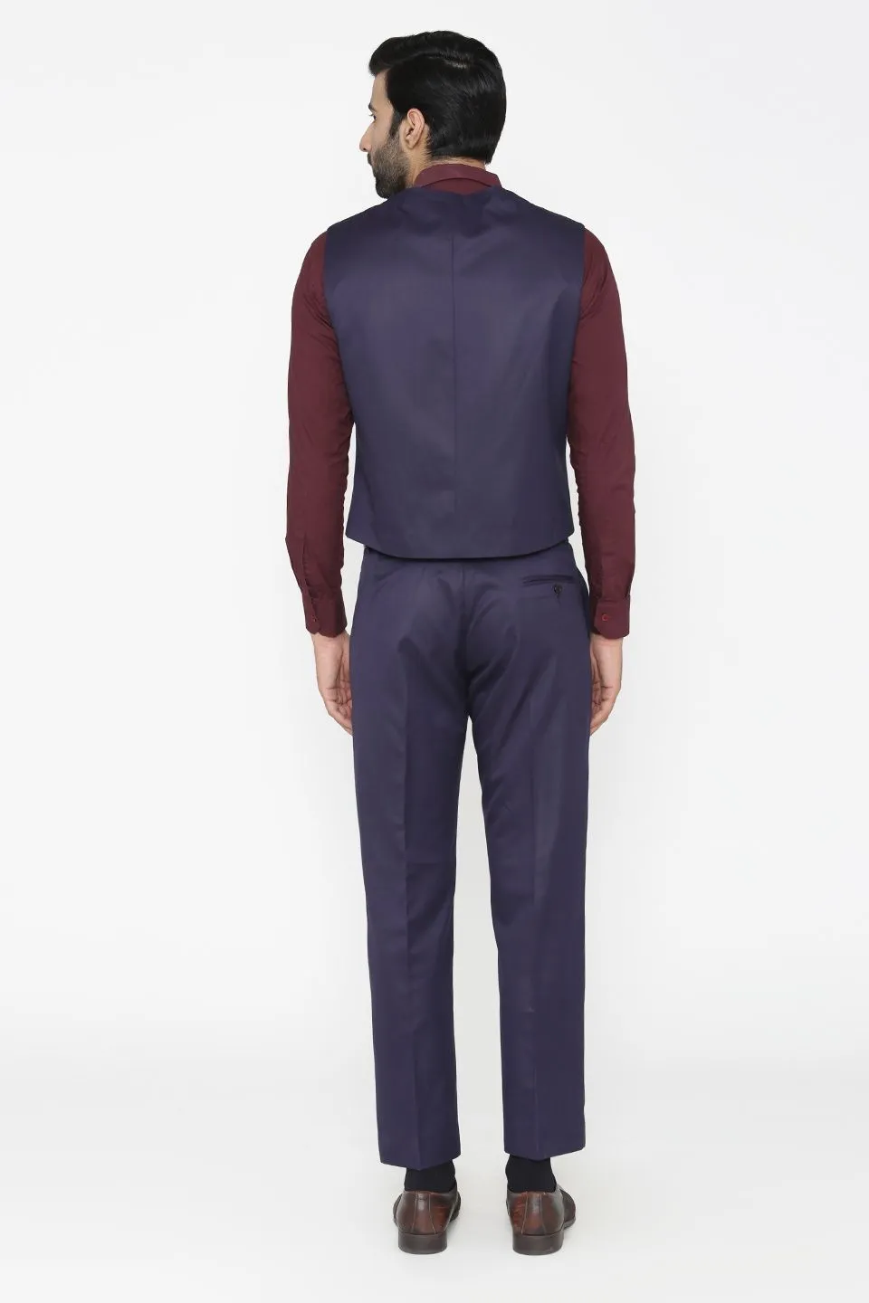 Polyester Cotton Blue Vest and Pant Set