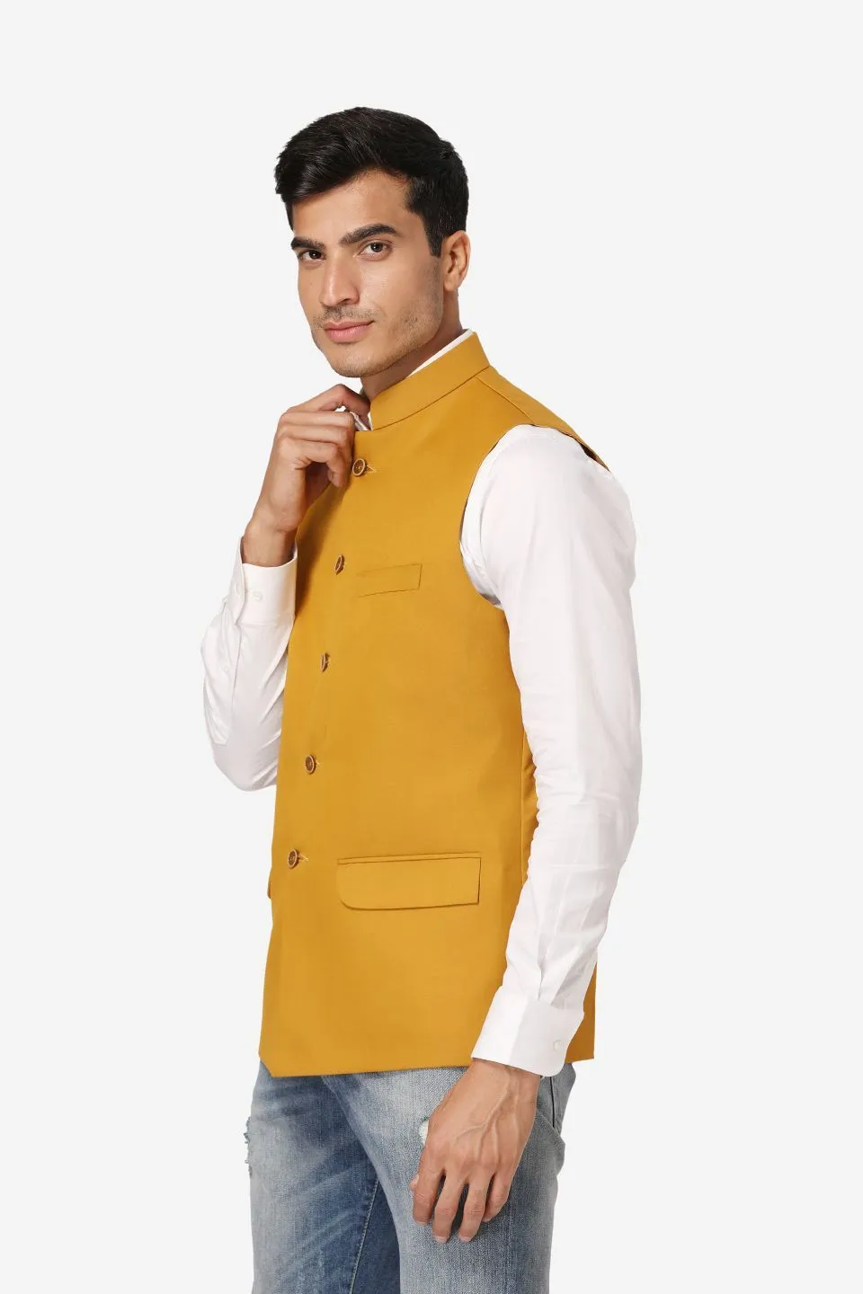 Polyester Cotton Brown Modi Nehru Jacket