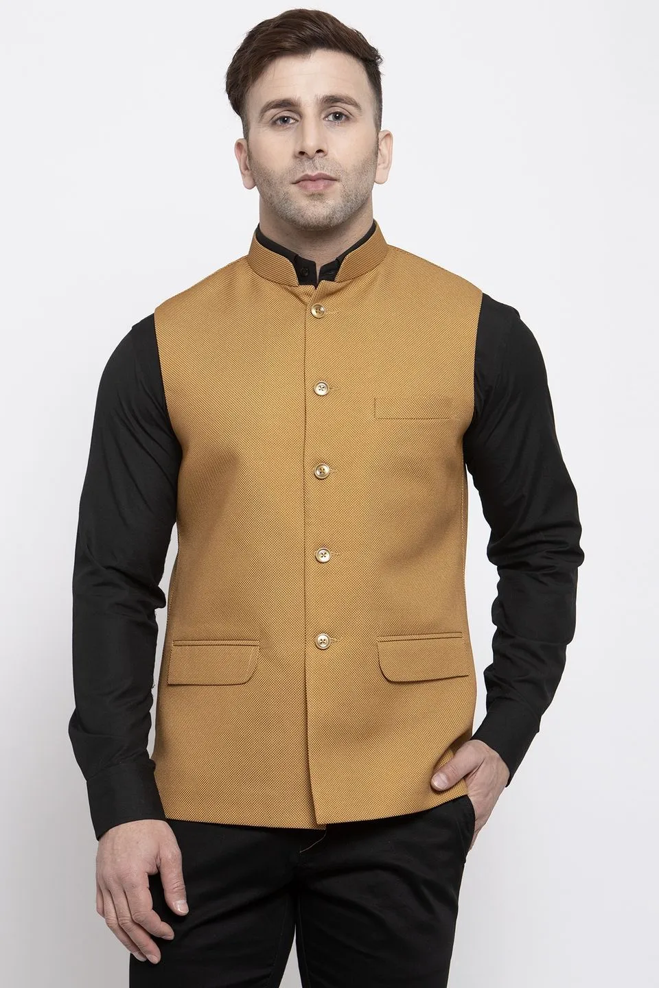 Polyester Cotton Brown Modi Nehru Jacket