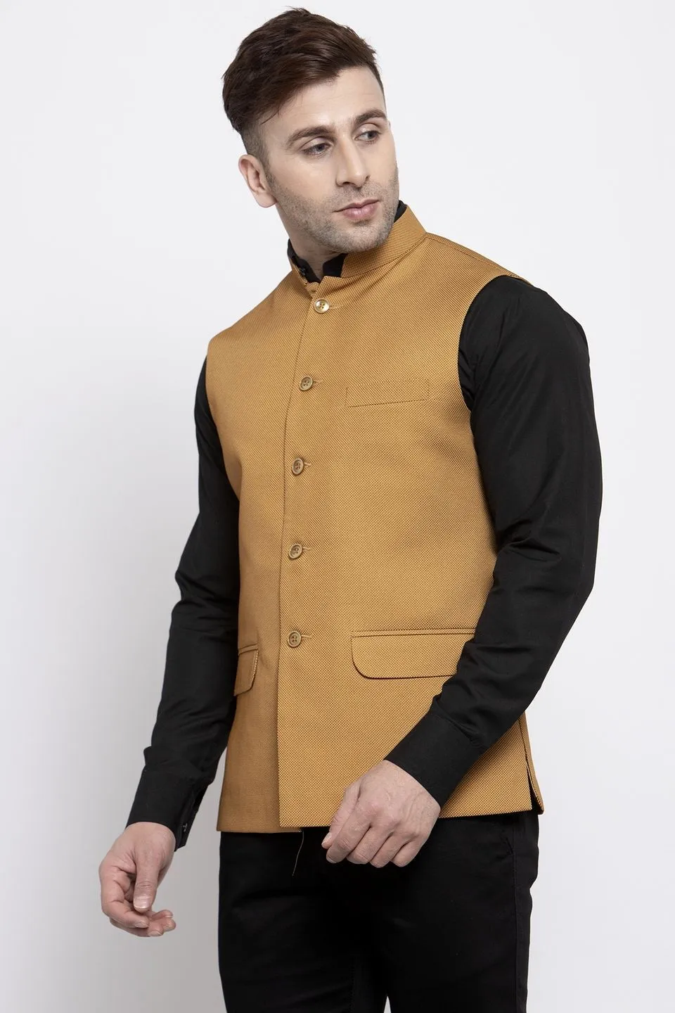 Polyester Cotton Brown Modi Nehru Jacket