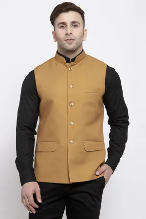 Polyester Cotton Brown Modi Nehru Jacket