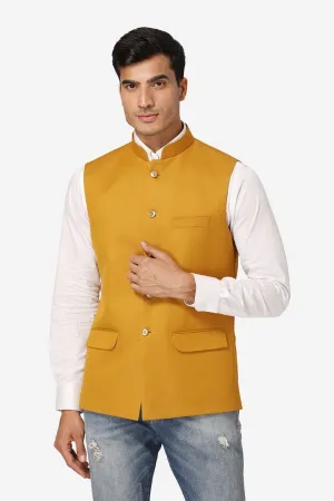 Polyester Cotton Brown Modi Nehru Jacket