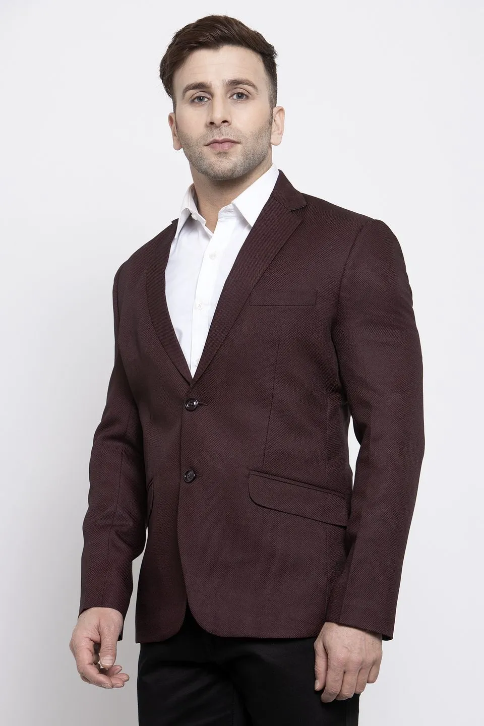 Polyester Cotton Dark Brown Blazer