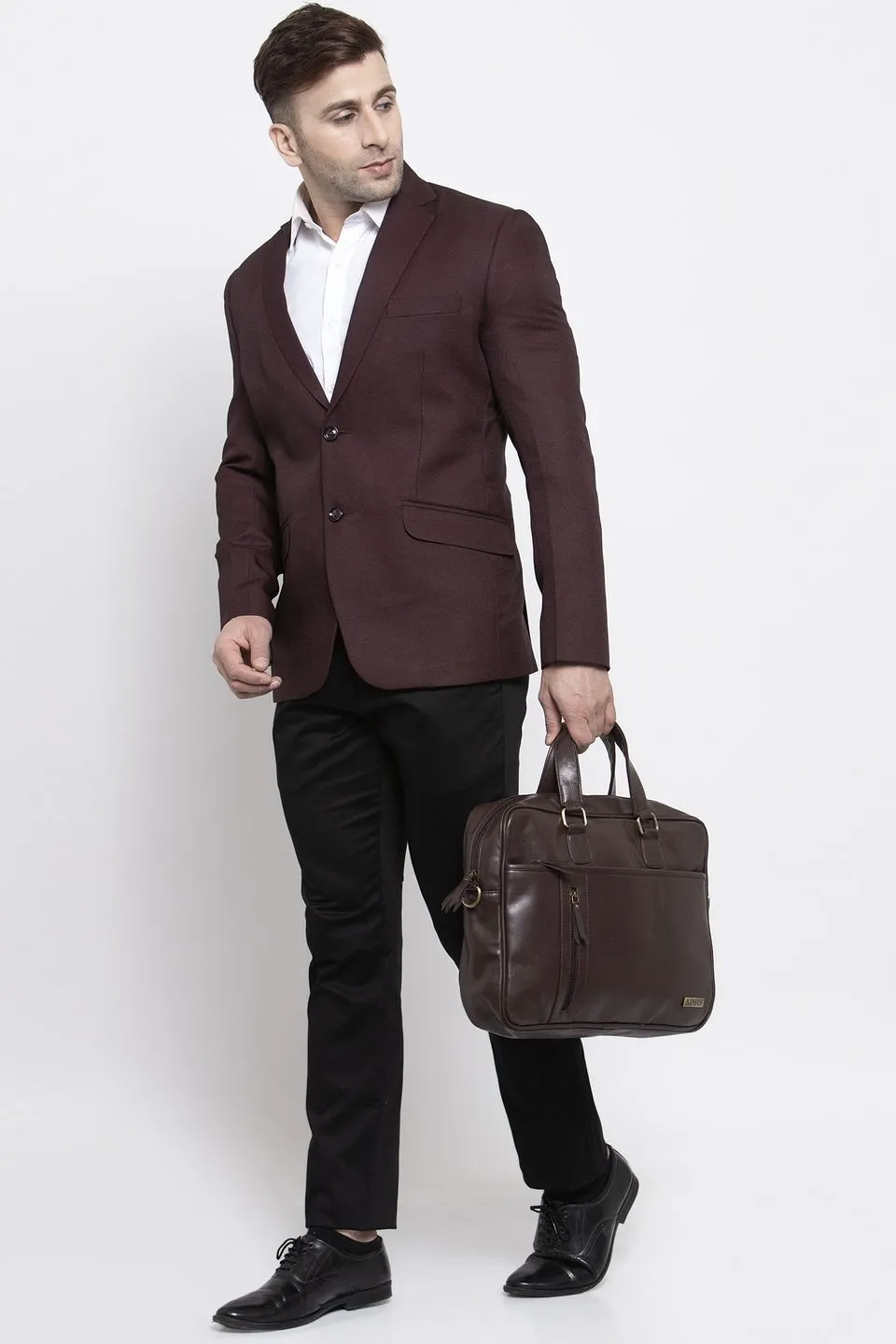 Polyester Cotton Dark Brown Blazer