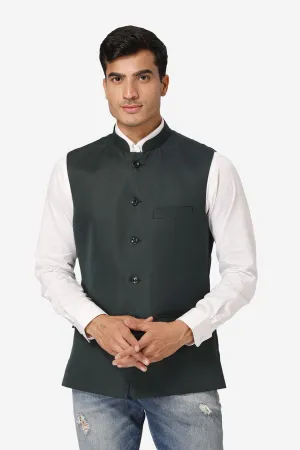 Polyester Cotton Green Modi Nehru Jacket