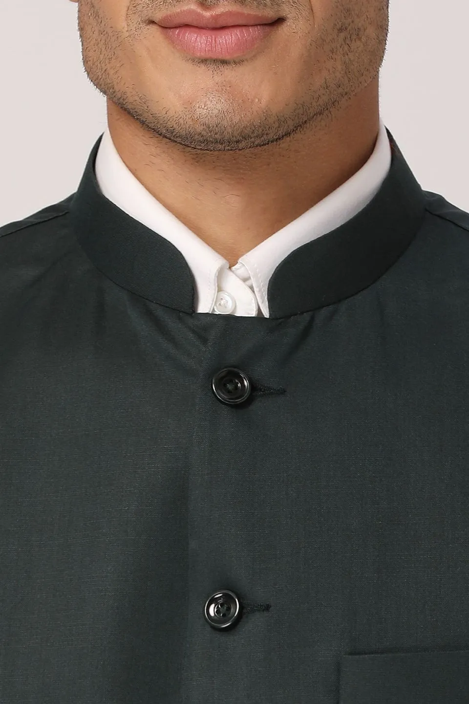 Polyester Cotton Green Modi Nehru Jacket
