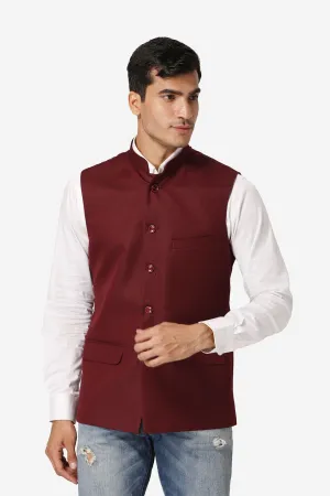 Polyester Cotton Purple Modi Nehru Jacket
