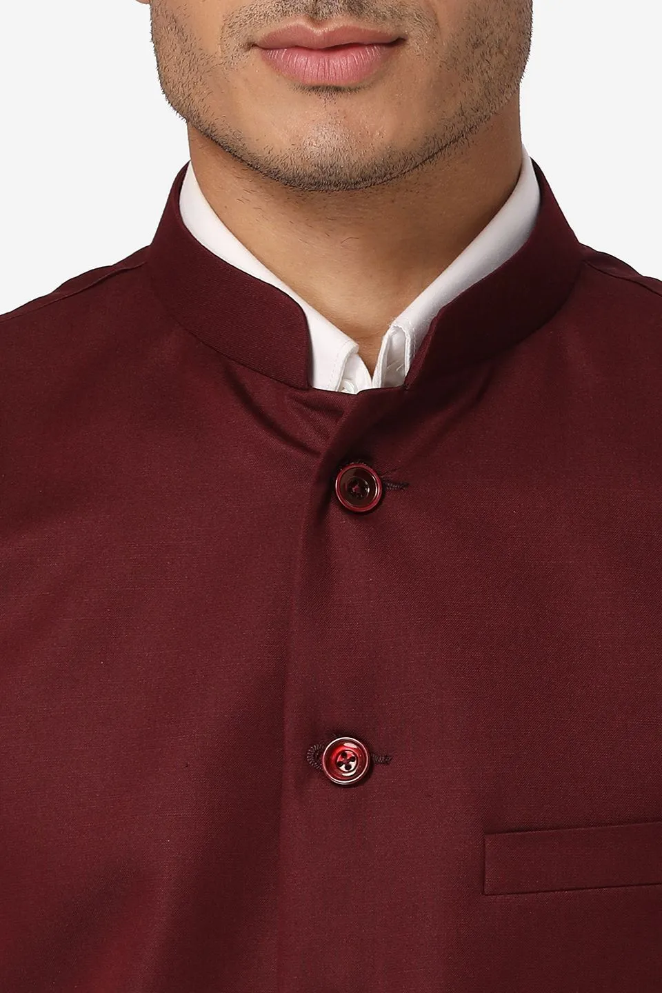 Polyester Cotton Purple Modi Nehru Jacket