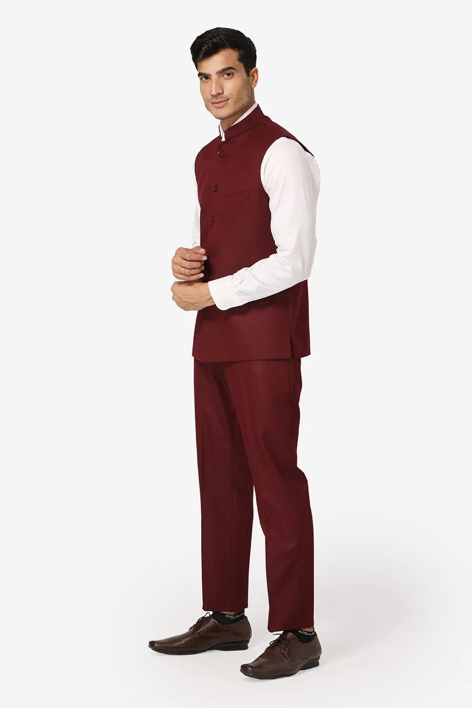 Polyester Cotton Purple Vest and Trouser Set