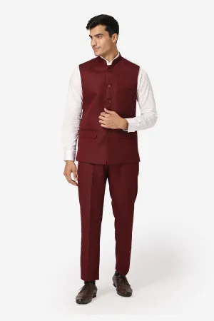Polyester Cotton Purple Vest and Trouser Set
