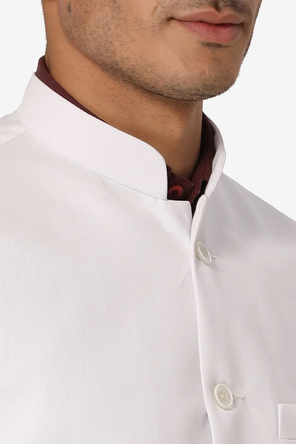 Polyester Cotton White Vest and Trouser Set