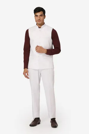 Polyester Cotton White Vest and Trouser Set