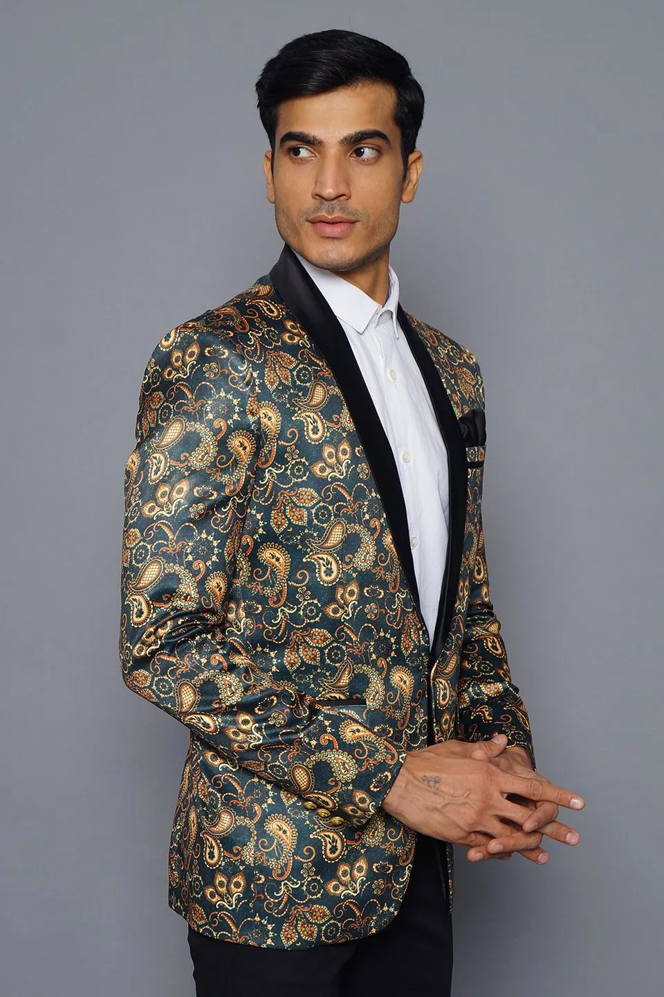 Polyester Fabric Green Tuxedo
