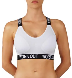 PRO FIT Women's Sports Bra Cotton/Nylon Blend Yoga Pullover Activewear High Impact Support Bras, Pfb614-white, Small