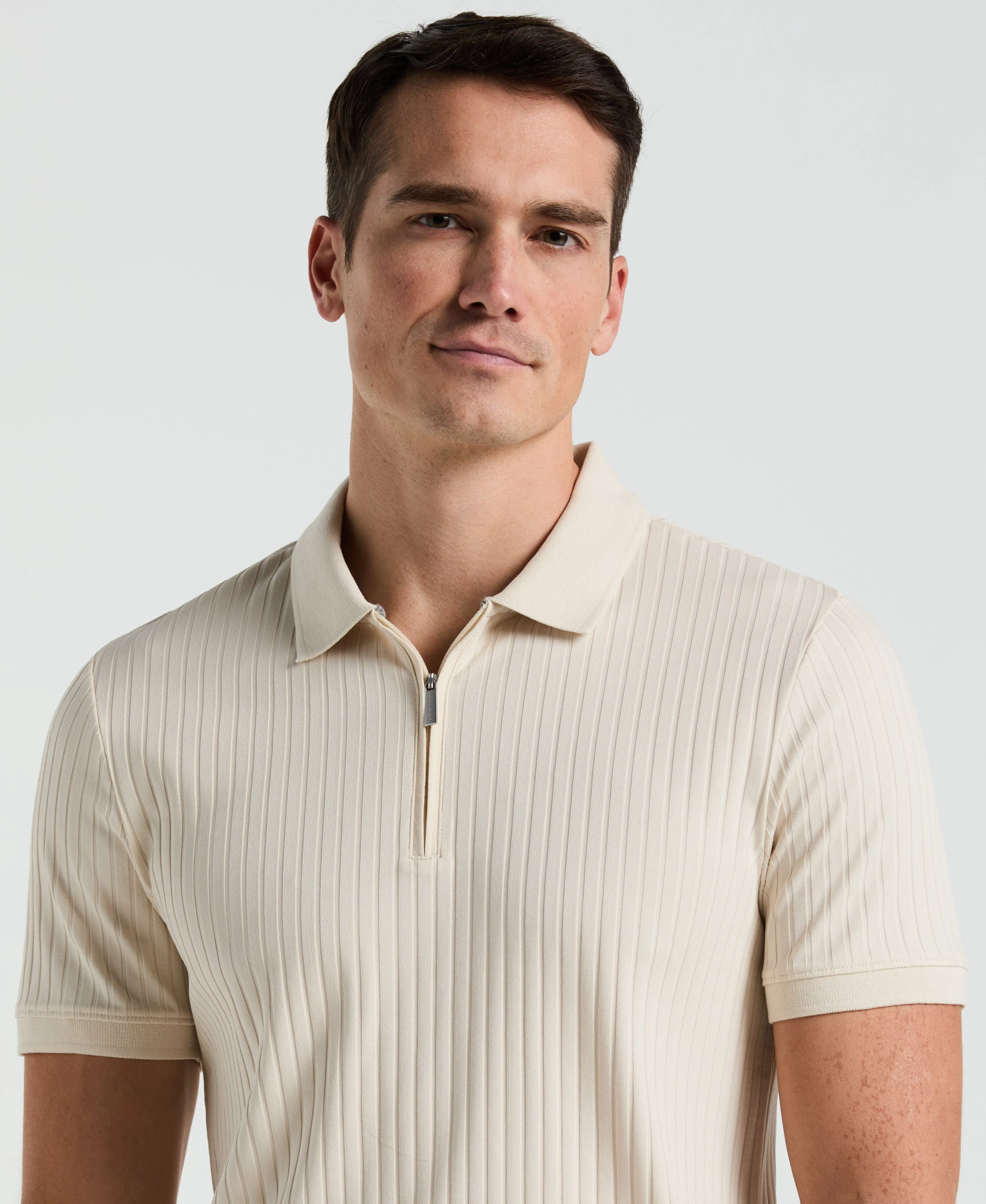 Quarter Zip Ribbed Polo