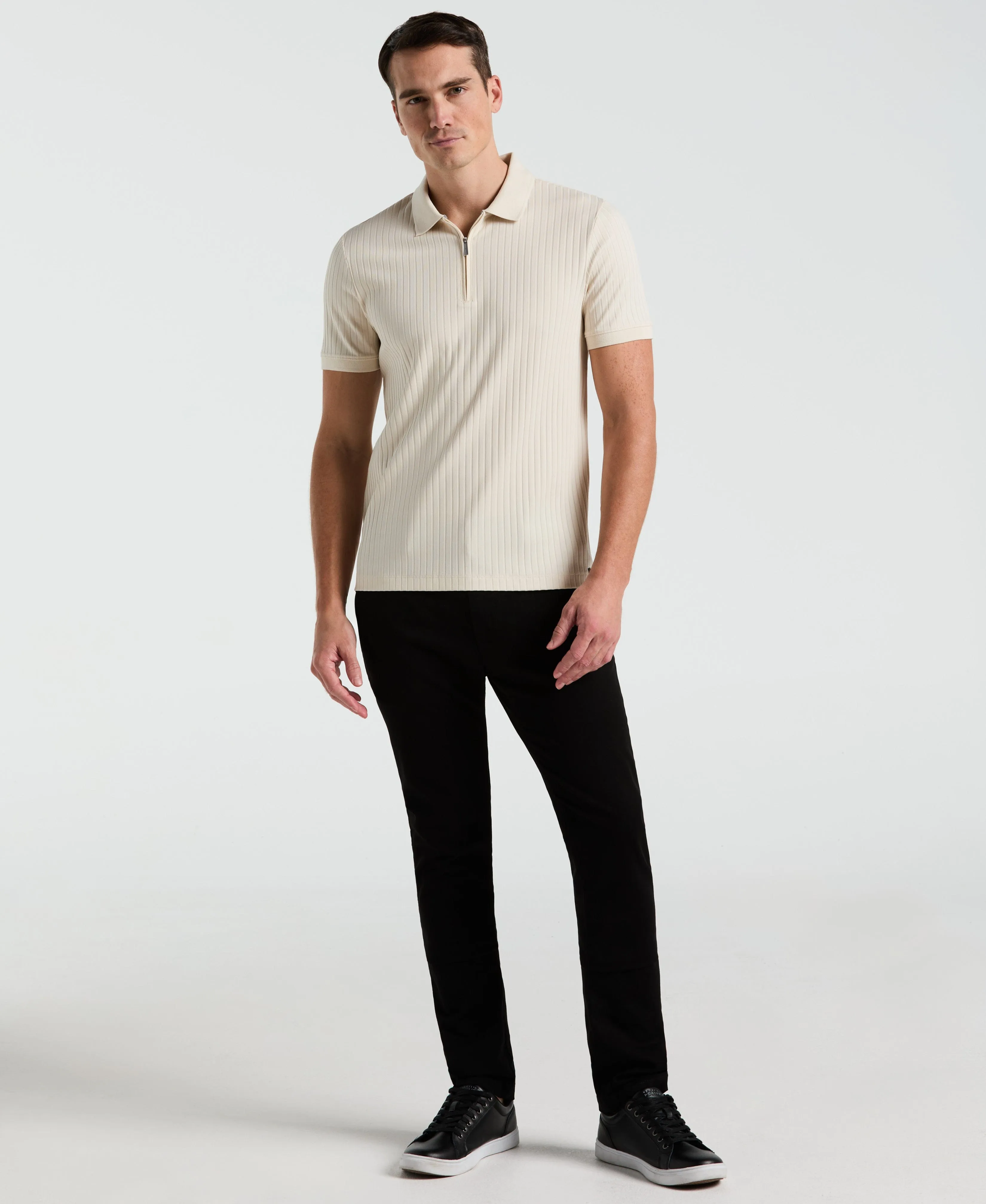 Quarter Zip Ribbed Polo
