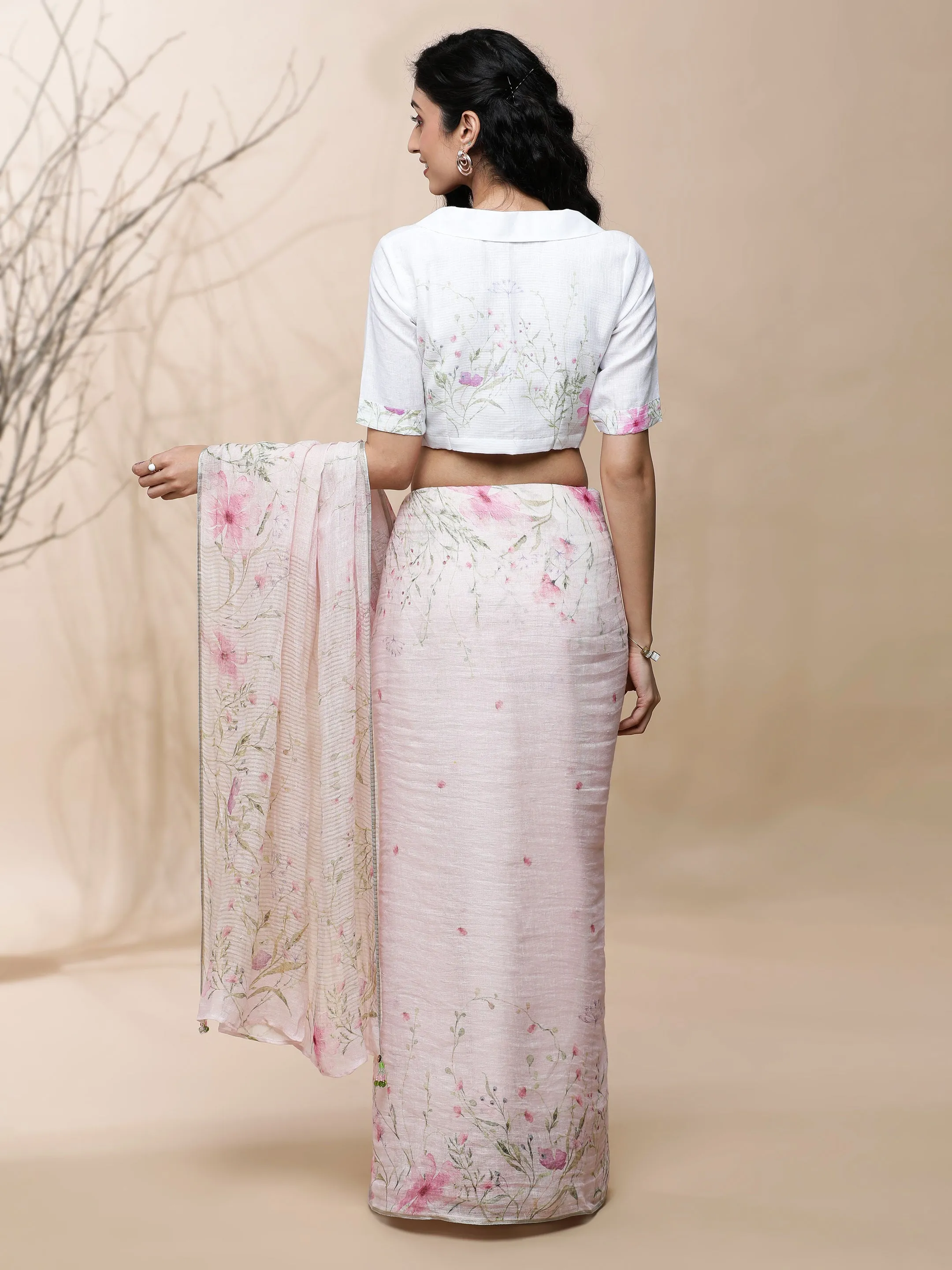 Roop Linen Pink Saree