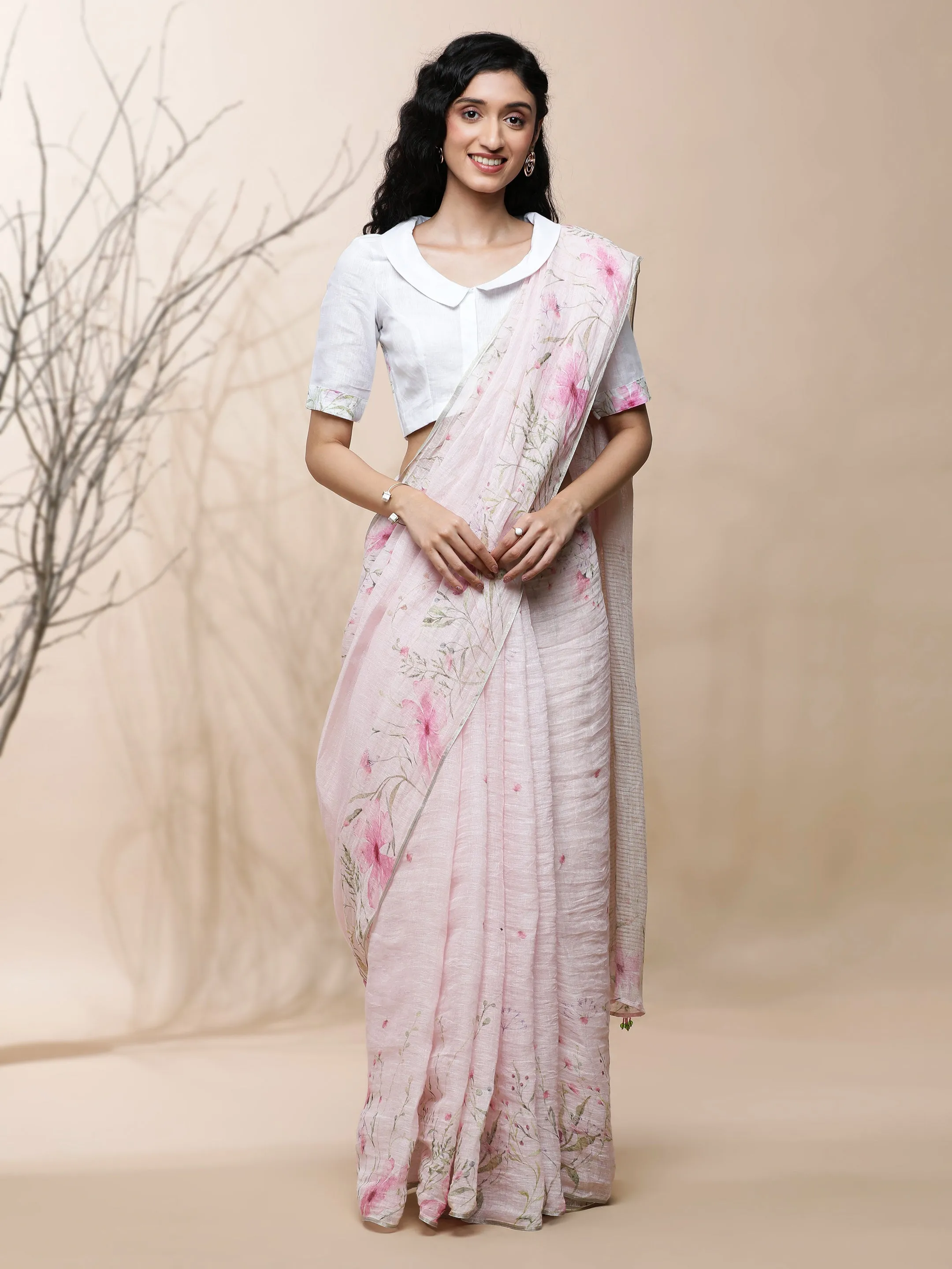 Roop Linen Pink Saree