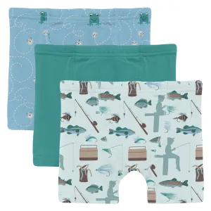 Set of 3 Boxer Briefs | Blue Frogs, Flies & Fishing