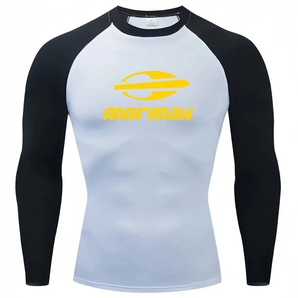 Surfing Swimming Diving T-Shirts Tight Long Sleeve Rash Guard Swimwear Men's UV Protection Surf Clothing Beach Floatsuit Tops