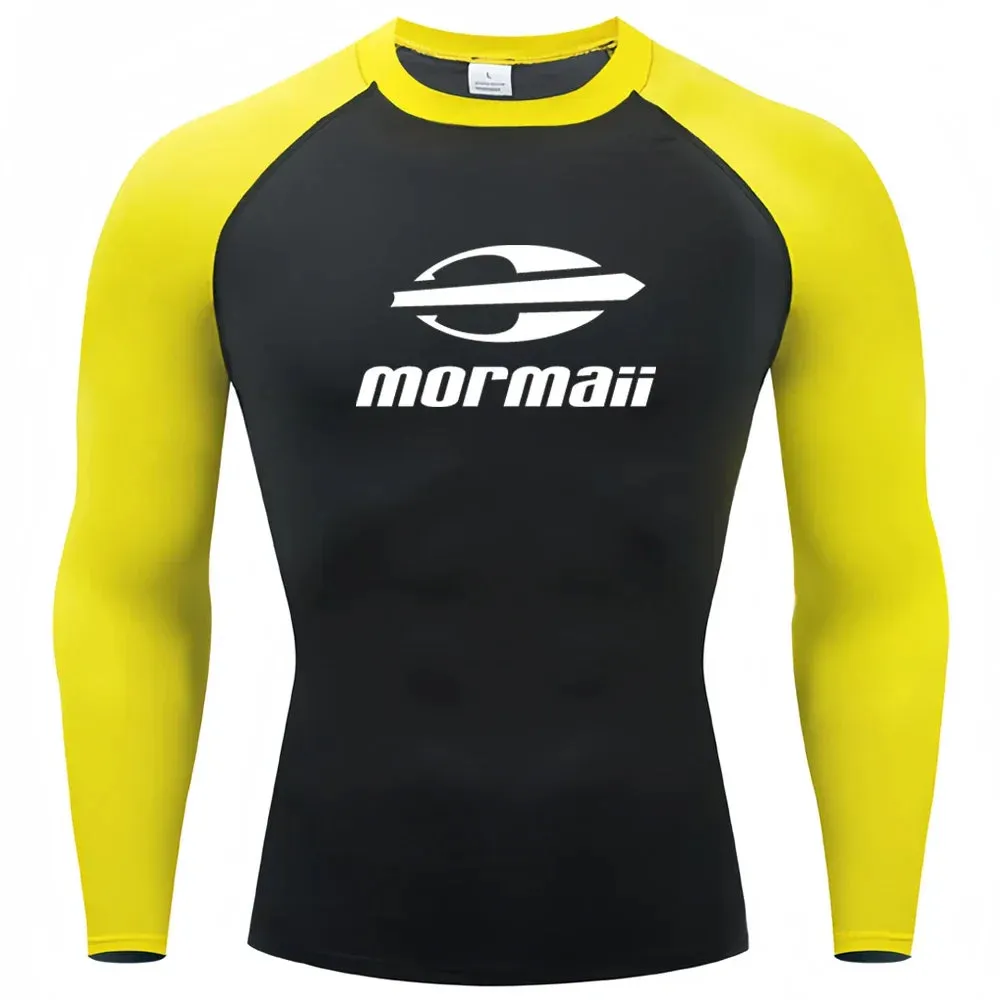 Surfing Swimming Diving T-Shirts Tight Long Sleeve Rash Guard Swimwear Men's UV Protection Surf Clothing Beach Floatsuit Tops