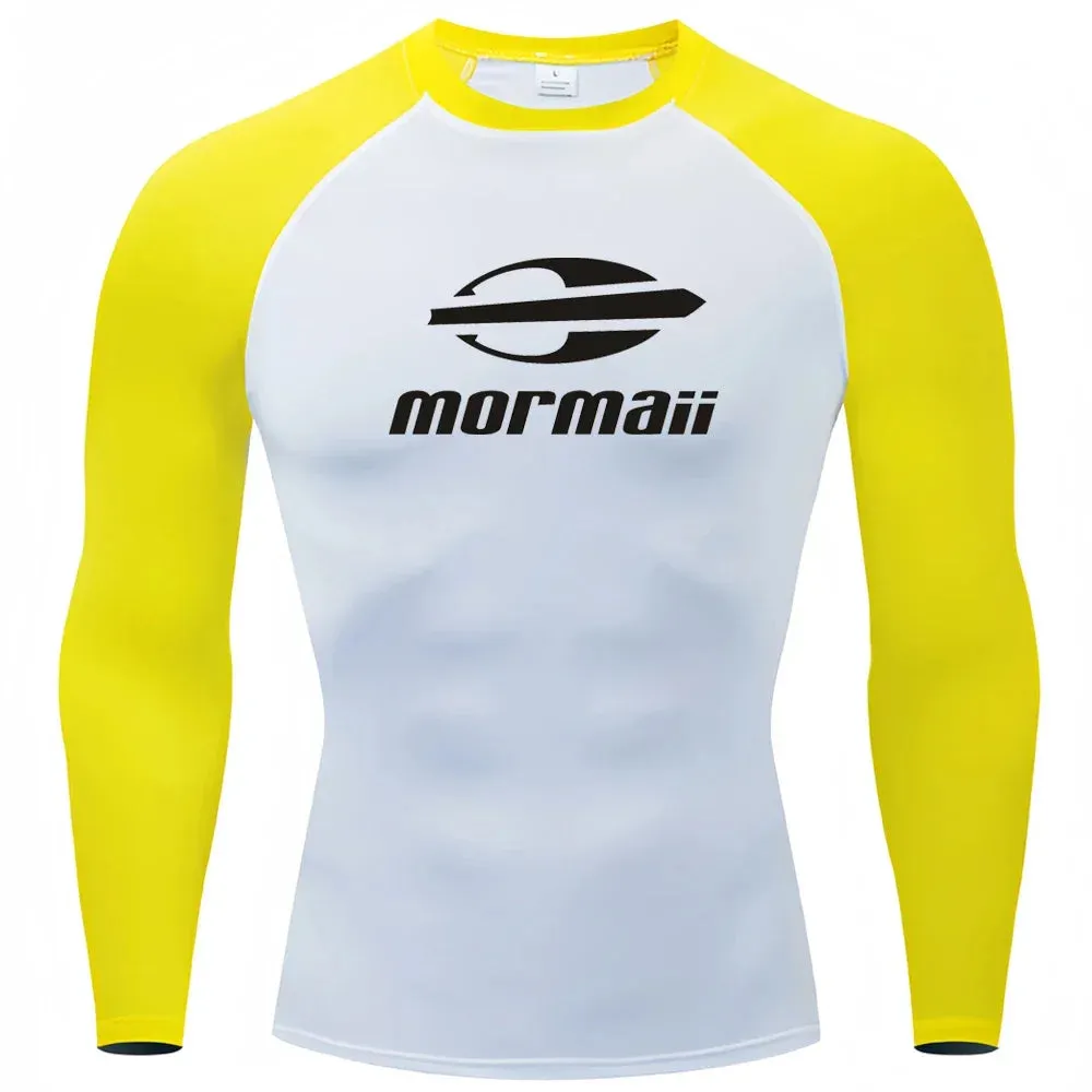 Surfing Swimming Diving T-Shirts Tight Long Sleeve Rash Guard Swimwear Men's UV Protection Surf Clothing Beach Floatsuit Tops