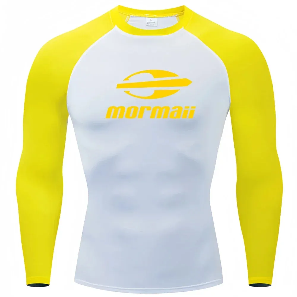 Surfing Swimming Diving T-Shirts Tight Long Sleeve Rash Guard Swimwear Men's UV Protection Surf Clothing Beach Floatsuit Tops