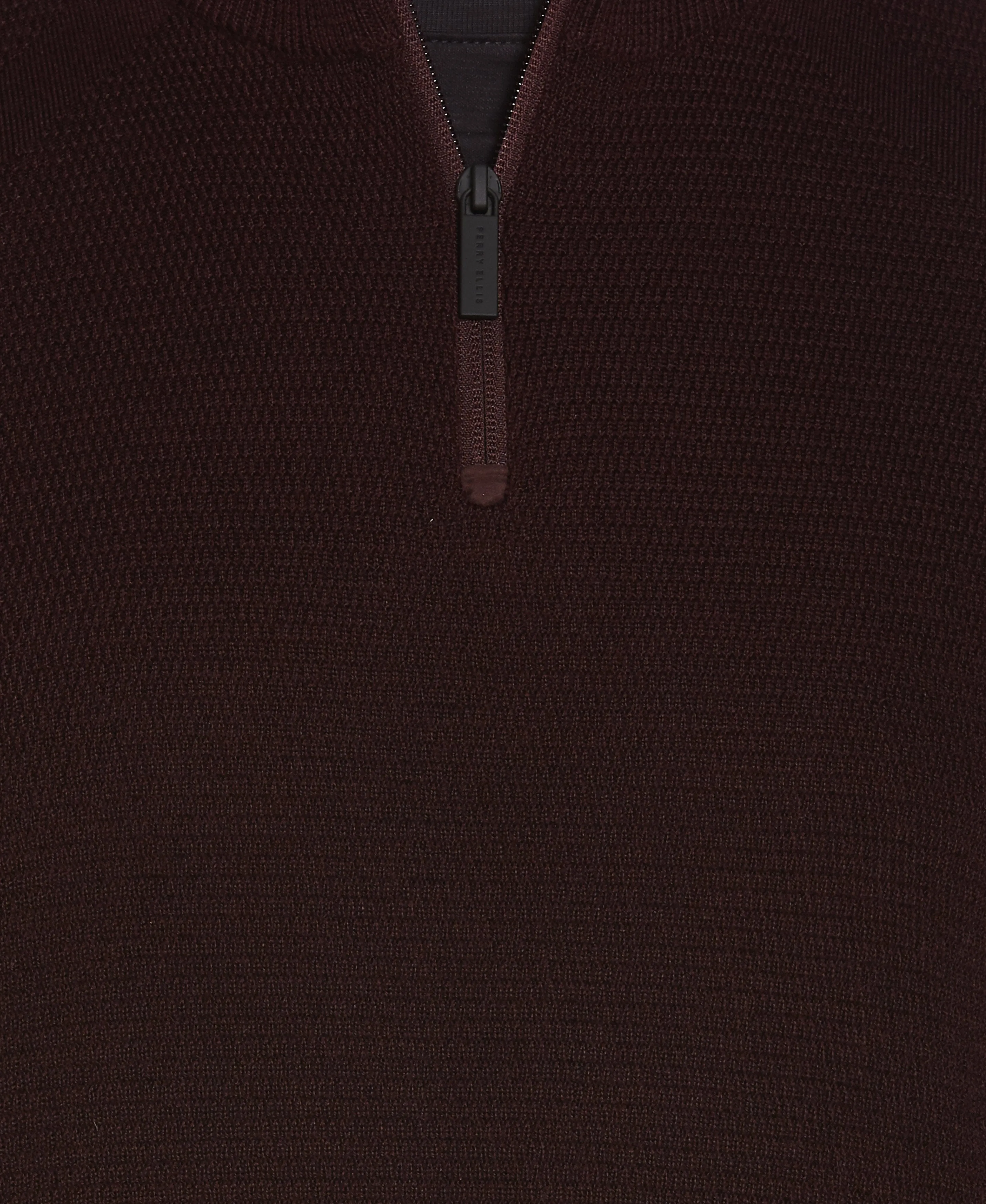 Textured Merino Wool Blend Quarter Zip Sweater