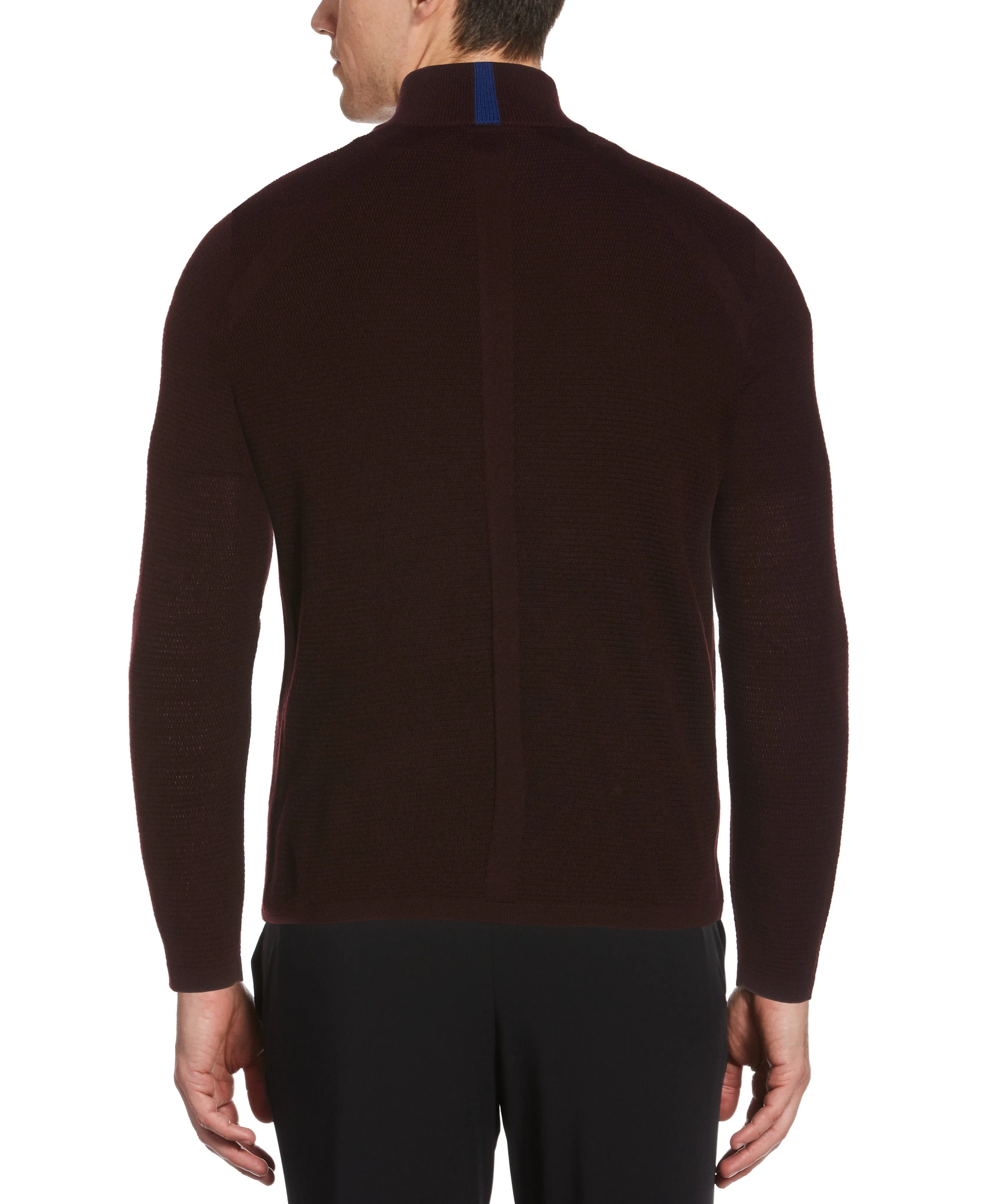 Textured Merino Wool Blend Quarter Zip Sweater