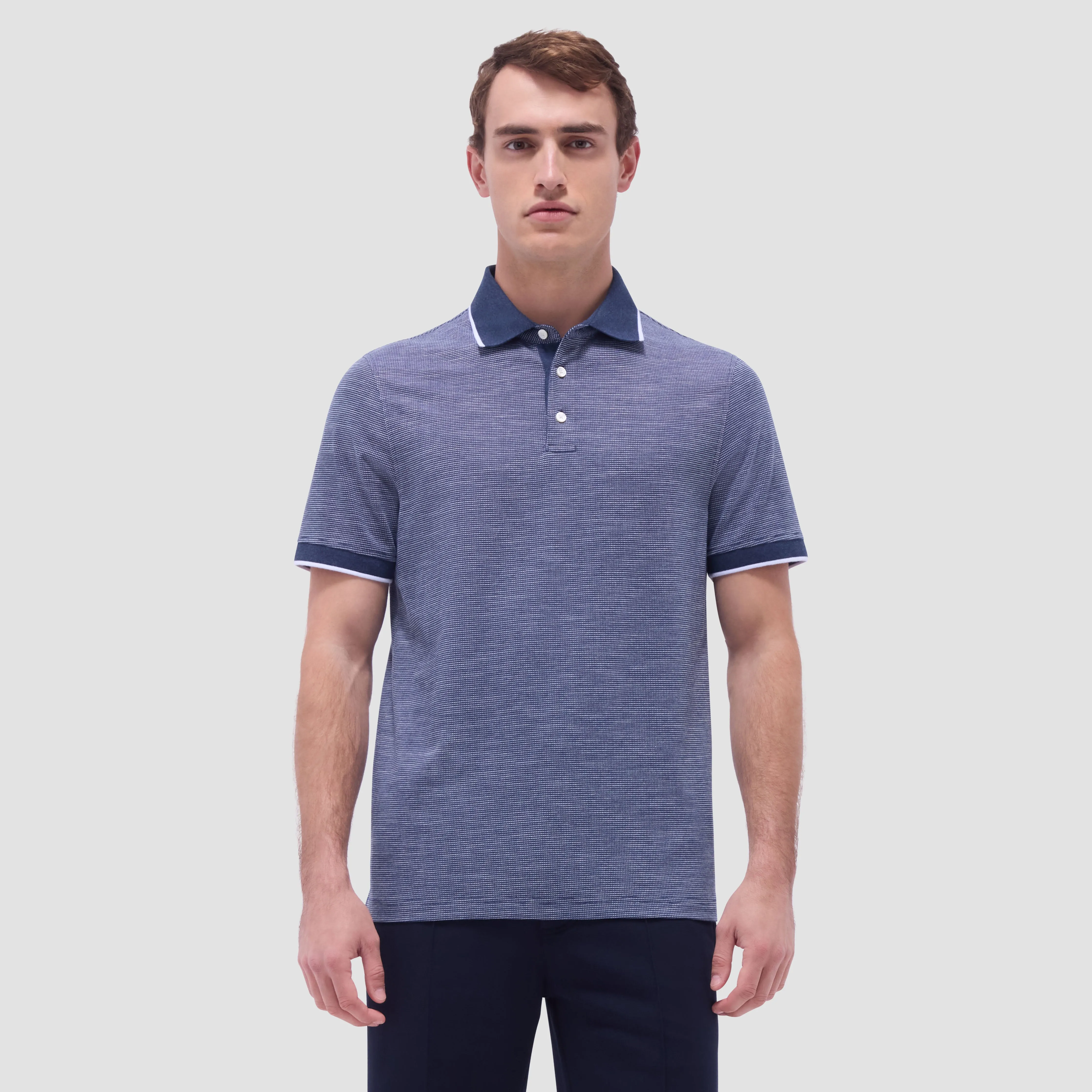 Two-Tone Bird's Eye Polo Shirt