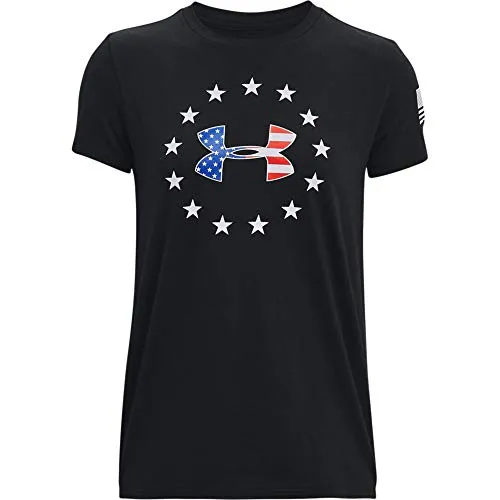 Under Armour Women's Freedom Logo T-Shirt , Black (002)/White , Small