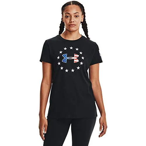 Under Armour Women's Freedom Logo T-Shirt , Black (002)/White , Small
