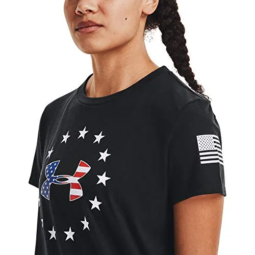 Under Armour Women's Freedom Logo T-Shirt , Black (002)/White , Small