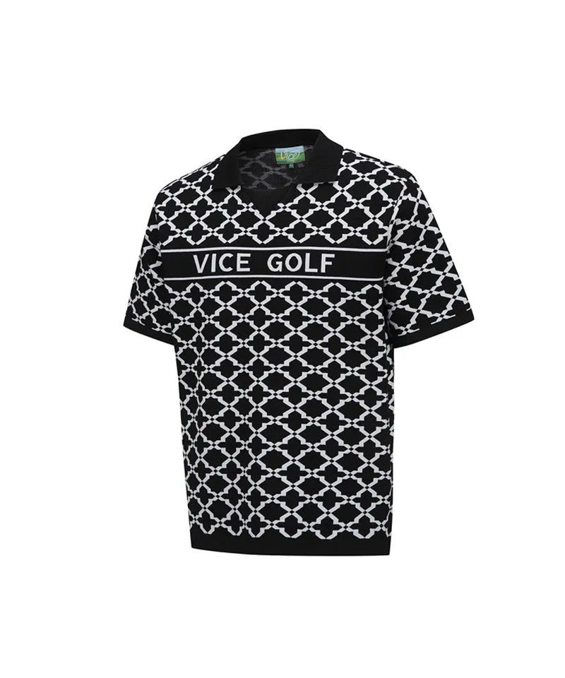Vice Golf Atelier Men's Jacquard Short Sleeve Sweater - Black
