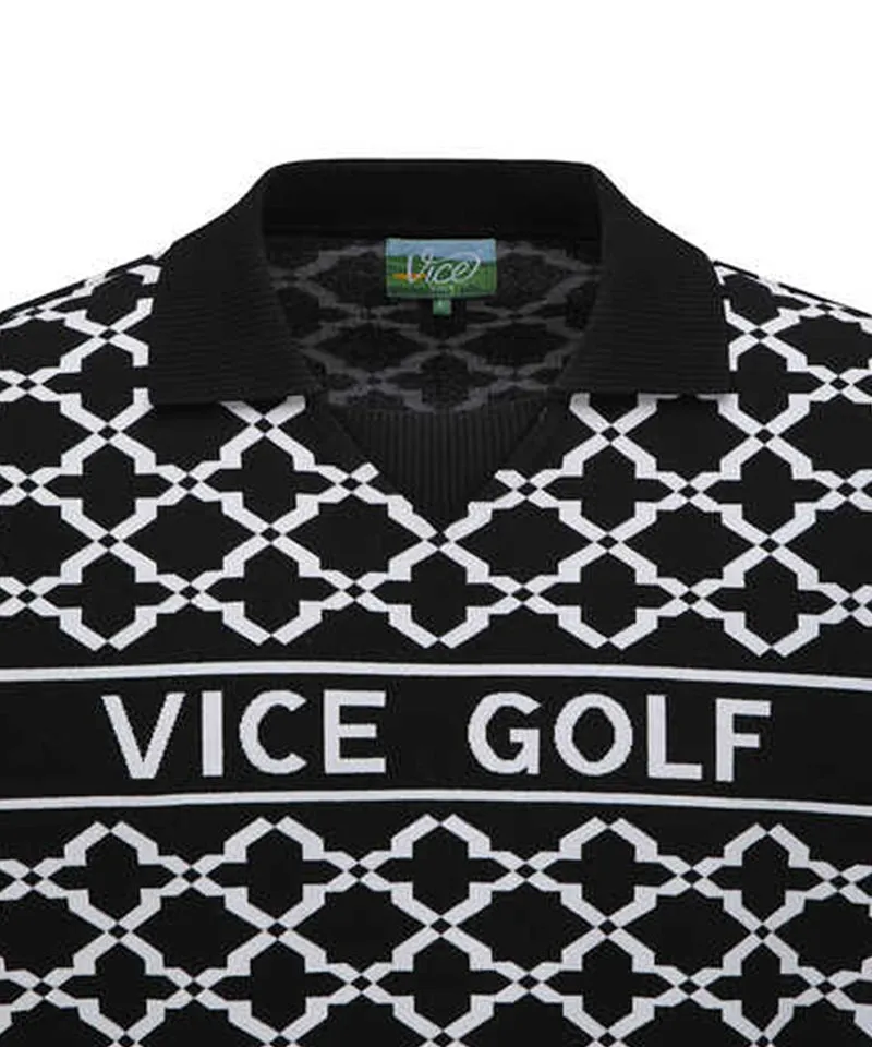 Vice Golf Atelier Men's Jacquard Short Sleeve Sweater - Black