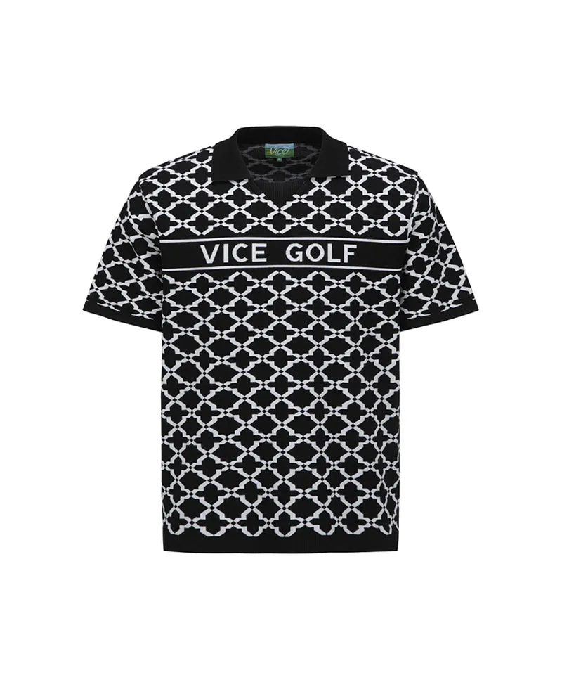 Vice Golf Atelier Men's Jacquard Short Sleeve Sweater - Black