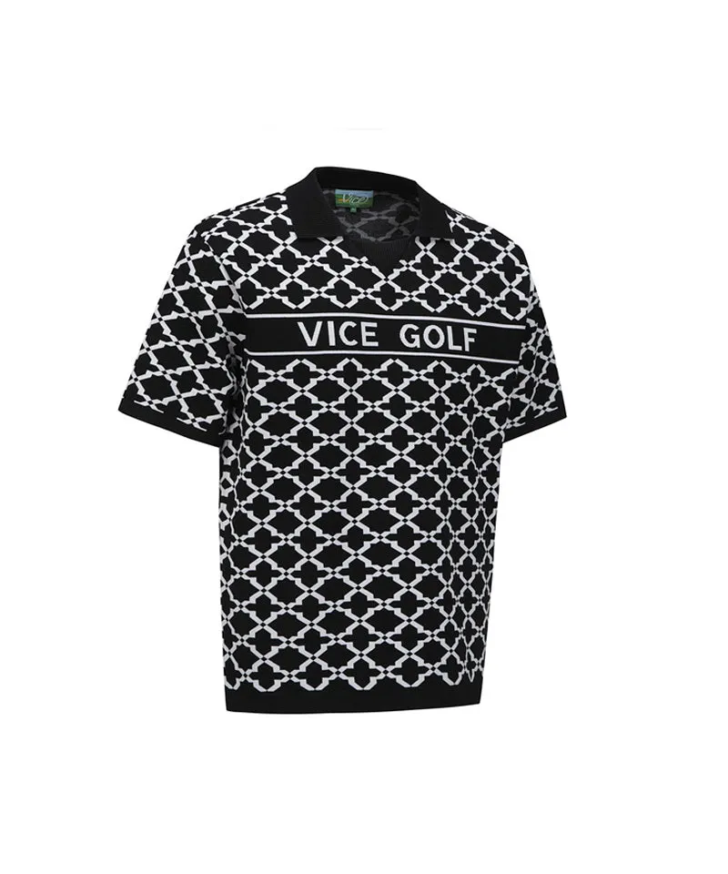 Vice Golf Atelier Men's Jacquard Short Sleeve Sweater - Black