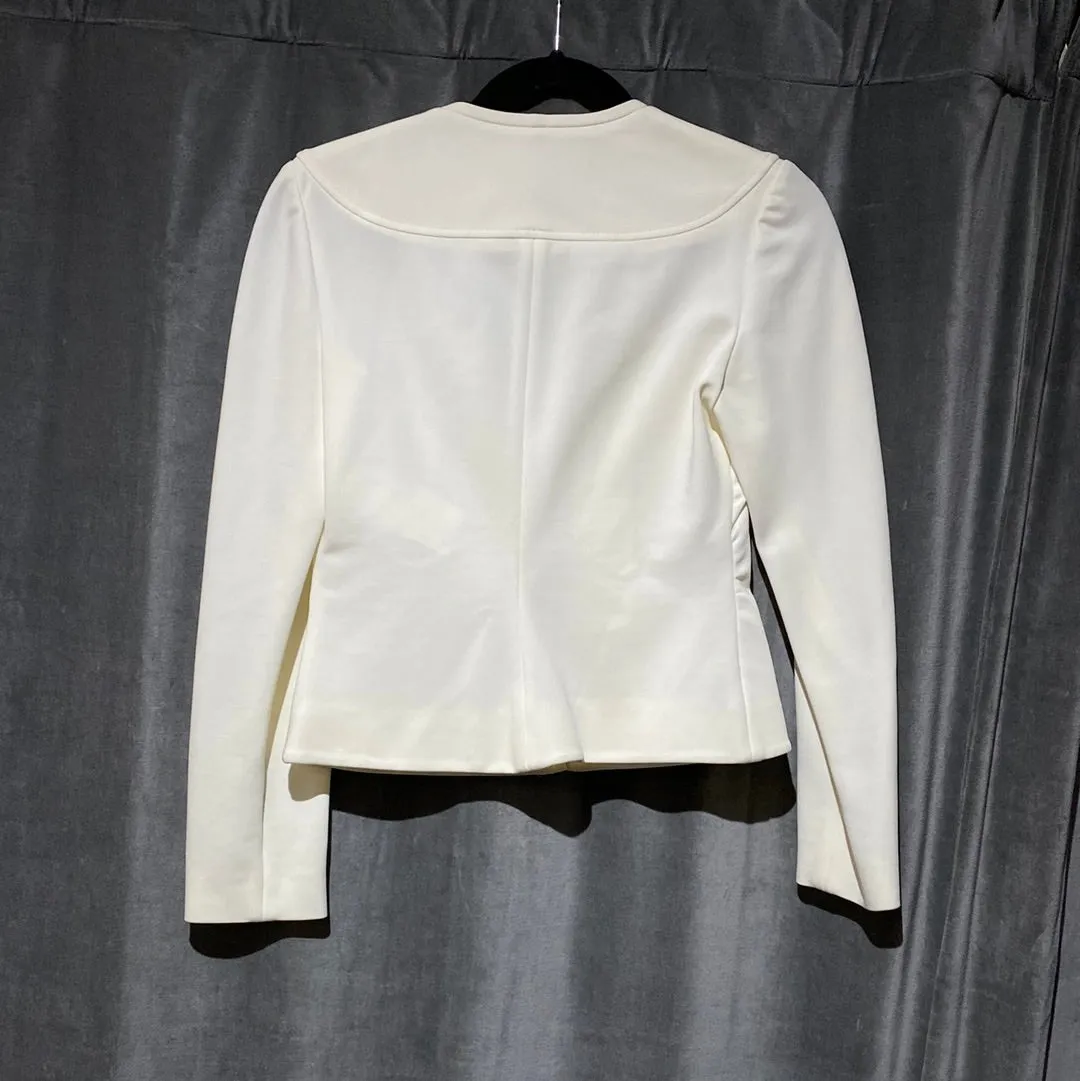Vintage: Valentino Ivory Nylon Blend Knit V Neck Zipper Jacket