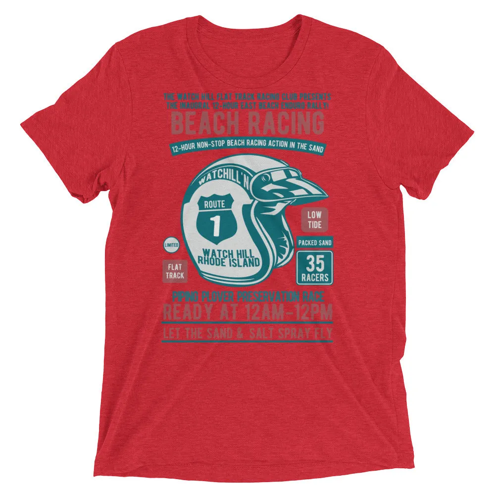 Watchill’n ‘Beach Racing’ Unisex Short sleeve t-shirt (Teal/Rust)