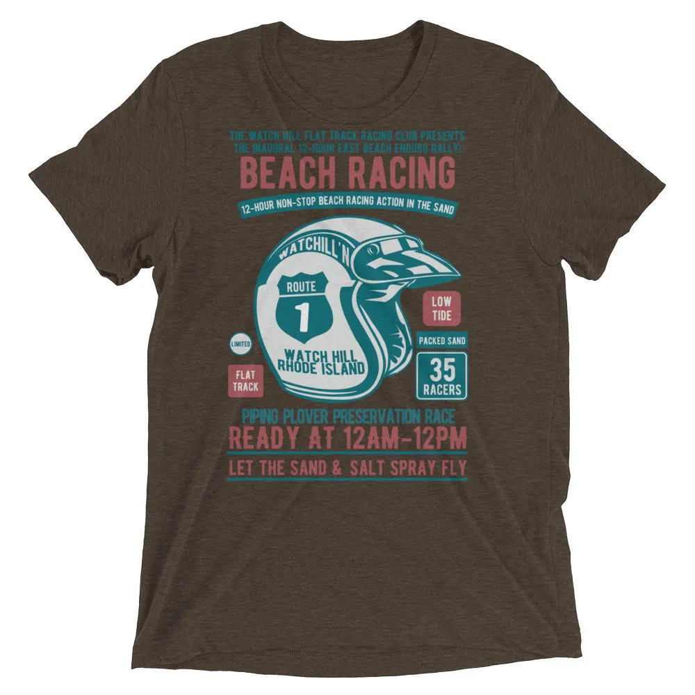 Watchill’n ‘Beach Racing’ Unisex Short sleeve t-shirt (Teal/Rust)
