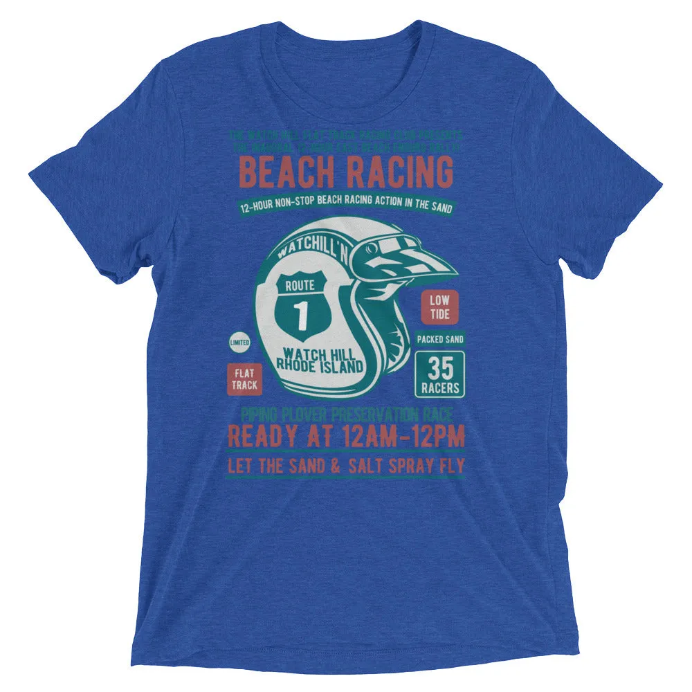 Watchill’n ‘Beach Racing’ Unisex Short sleeve t-shirt (Teal/Rust)